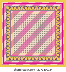 Silk Schal Muster Design mit Dotzierungen auf rosa Farbe. Klassisches Scheuchmotiv
