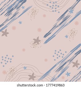 Silk scarf pattern design with floral abstract style. Design useful for hijab, kerchief, bandana, fabric, fashion, shawl, wallpaper, bed cover, etc.