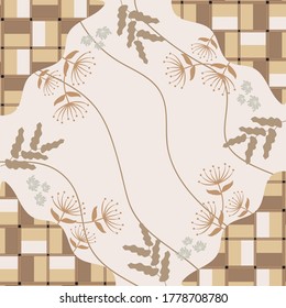 Diseño de patrones de bufanda de seda con estilo abstracto floral y geométrico. Diseño útil para hijab, pañuelo, bandana, tela, moda, chal, papel pintado, cubierta de cama, etc.