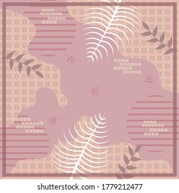 Diseño de patrones de bufanda de seda con estilo abstracto floral y geométrico. Diseño útil para hijab, pañuelo, bandana, tela, moda, chal, papel pintado, cubierta de cama, etc.