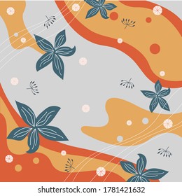 Silk scarf pattern design with floral abstract style useful for hijab, kerchief, bandana, fabric, fashion, shawl, wallpaper, bed cover, etc
