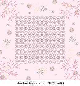 Diseño de patrones de bufanda de seda con estilo abstracto floral y geométrico útil para hijab, kerchief, bandana, tela, moda, chal, papel pintado, cubierta de cama, etc