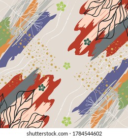 Silk scarf pattern design with floral abstract style useful for hijab, kerchief, bandana, fabric, fashion, shawl, wallpaper, bed cover, etc