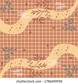 Silk scarf pattern design with floral and geometric abstract style useful for hijab, kerchief, bandana, fabric, fashion, shawl, wallpaper, bed cover, etc.