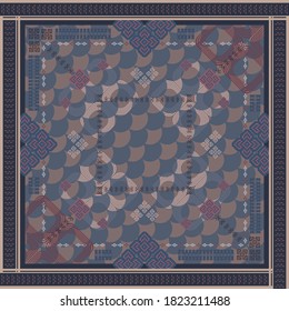 Silk scarf pattern design for hijab