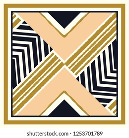 Silk scarf pattern with diagonal striped