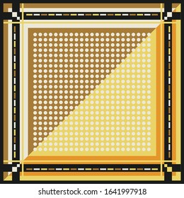 Silk scarf pattern with dots motif on yellow