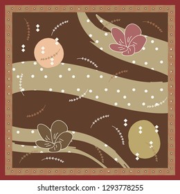 Silk scarf pattern with floral motif