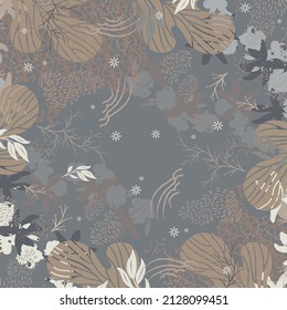 Silk scarf pattern with flower element. Hijab style motif