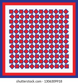 Silk scarf with squares pattern on white background