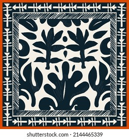 Silk scarf in Ukrainian style ornament. Abstract ethnic style. Fashionable vector template for your design.