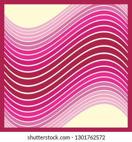 Silk scarf with wavy pattern on pink