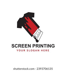 silk screen printing icon with squeegee isolated on white background