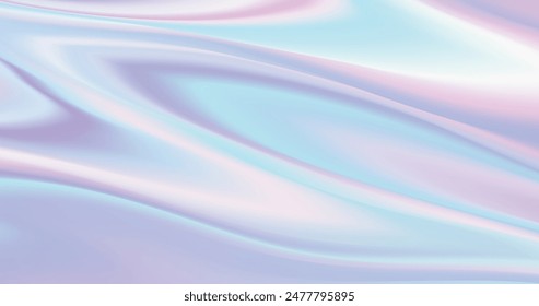 Silk shiny fabric texture in pastel iridescent holographic colors