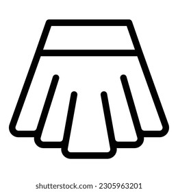 Vector de contorno de icono de falda de seda. Moda de tela. Usar el denim
