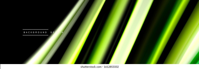 Silk and smooth flow wave poster design. Color waves, liquid style lines and shapes in black color background. Vector Illustration For Wallpaper, Banner, Background, Card, Book, Illustration, landing