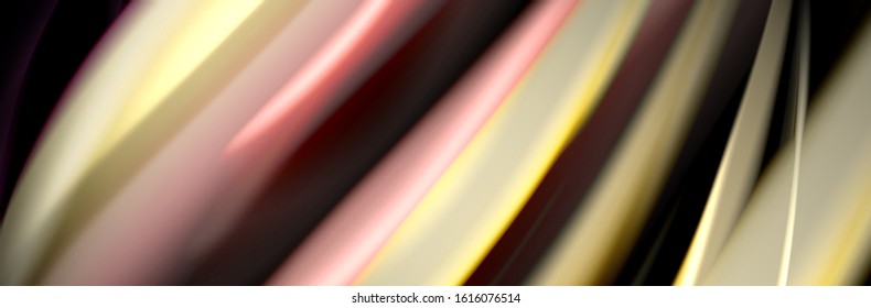 Diseño de afiches de ondas de flujo suave y seda. Olas de color, líneas de estilo líquido y formas de fondo de color negro. Ilustración vectorial para papel de escritorio, pancarta, fondo, tarjeta, libro, ilustración, aterrizaje