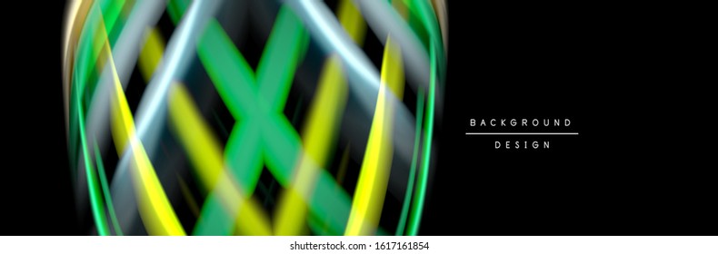 Silk and smooth flow wave poster design. Color waves, liquid style lines and shapes in black color background. Vector Illustration For Wallpaper, Banner, Background, Card, Book, Illustration, landing