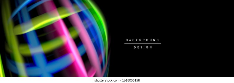 Silk and smooth flow wave poster design. Color waves, liquid style lines and shapes in black color background. Vector Illustration For Wallpaper, Banner, Background, Card, Book, Illustration, landing