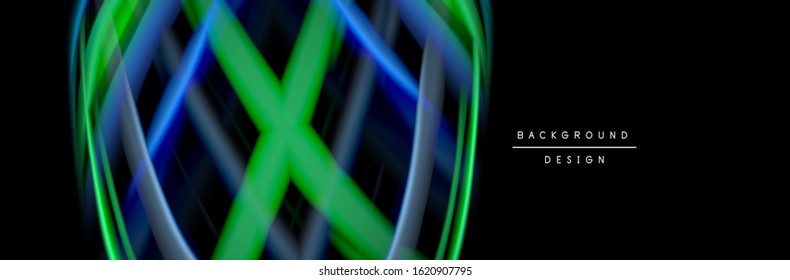 Silk and smooth flow wave poster design. Color waves, liquid style lines and shapes in black color background. Vector Illustration For Wallpaper, Banner, Background, Card, Book, Illustration, landing