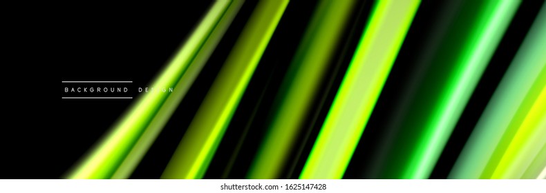 Silk and smooth flow wave poster design. Color waves, liquid style lines and shapes in black color background. Vector Illustration For Wallpaper, Banner, Background, Card, Book, Illustration, landing