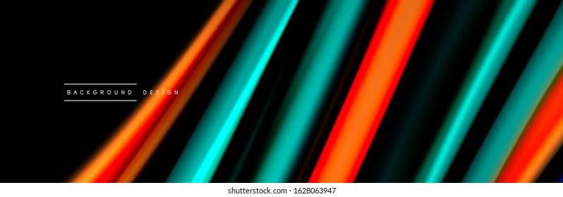 Diseño de afiches de ondas de flujo suave y seda. Olas de color, líneas de estilo líquido y formas de fondo de color negro. Ilustración vectorial para papel de escritorio, pancarta, fondo, tarjeta, libro, ilustración, aterrizaje