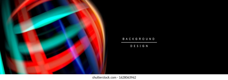 Diseño de afiches de ondas de flujo suave y seda. Olas de color, líneas de estilo líquido y formas de fondo de color negro. Ilustración vectorial para papel de escritorio, pancarta, fondo, tarjeta, libro, ilustración, aterrizaje