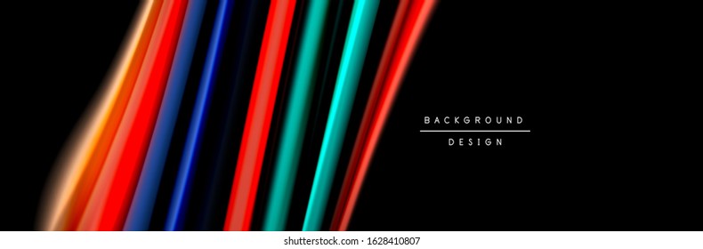 Diseño de afiches de ondas de flujo suave y seda. Olas de color, líneas de estilo líquido y formas de fondo de color negro. Ilustración vectorial para papel de escritorio, pancarta, fondo, tarjeta, libro, ilustración, aterrizaje