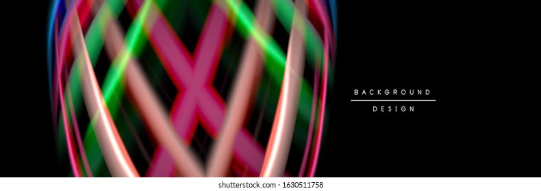 Silk and smooth flow wave poster design. Color waves, liquid style lines and shapes in black color background. Vector Illustration For Wallpaper, Banner, Background, Card, Book, Illustration, landing