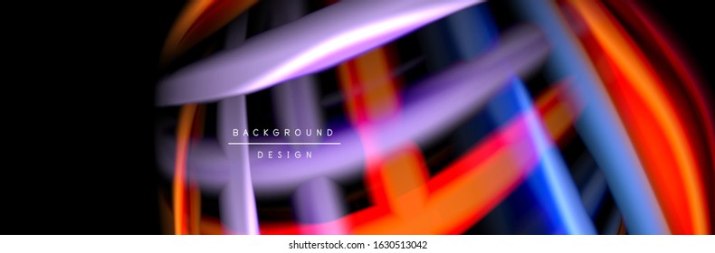 Silk and smooth flow wave poster design. Color waves, liquid style lines and shapes in black color background. Vector Illustration For Wallpaper, Banner, Background, Card, Book, Illustration, landing