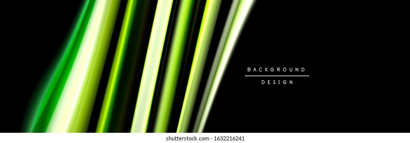 Silk and smooth flow wave poster design. Color waves, liquid style lines and shapes in black color background. Vector Illustration For Wallpaper, Banner, Background, Card, Book, Illustration, landing