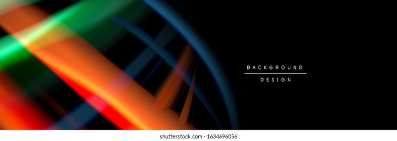 Silk and smooth flow wave poster design. Color waves, liquid style lines and shapes in black color background. Vector Illustration For Wallpaper, Banner, Background, Card, Book, Illustration, landing