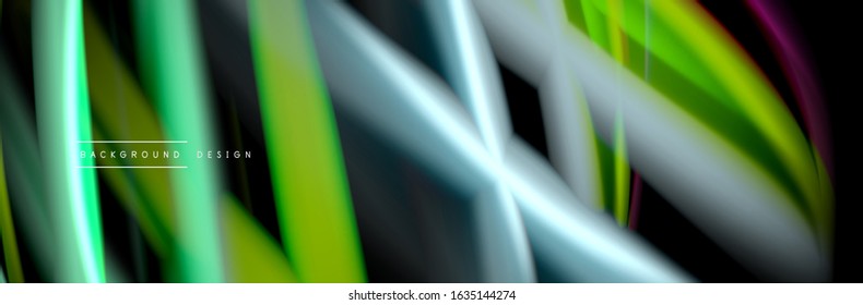 Silk and smooth flow wave poster design. Color waves, liquid style lines and shapes in black color background. Vector Illustration For Wallpaper, Banner, Background, Card, Book, Illustration, landing