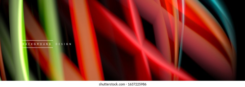 Diseño de afiches de ondas de flujo suave y seda. Olas de color, líneas de estilo líquido y formas de fondo de color negro. Ilustración vectorial para papel de escritorio, pancarta, fondo, tarjeta, libro, ilustración, aterrizaje