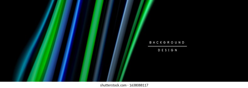 Diseño de afiches de ondas de flujo suave y seda. Olas de color, líneas de estilo líquido y formas de fondo de color negro. Ilustración vectorial para papel de escritorio, pancarta, fondo, tarjeta, libro, ilustración, aterrizaje