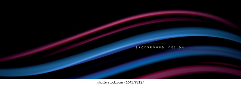 Diseño de afiches de ondas de flujo suave y seda. Olas de color, líneas de estilo líquido y formas de fondo de color negro. Ilustración vectorial para papel de escritorio, pancarta, fondo, tarjeta, libro, ilustración, aterrizaje