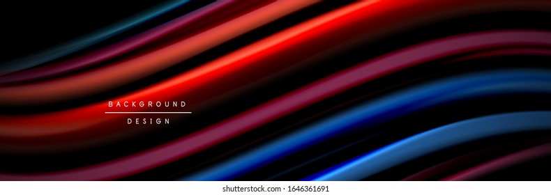 Diseño de afiche de onda de flujo suave y seda. Olas de color, líneas de estilo líquido y formas en color negro. Ilustración vectorial para papel tapiz, pancarta, fondo, tarjeta, libro, ilustración, aterrizaje