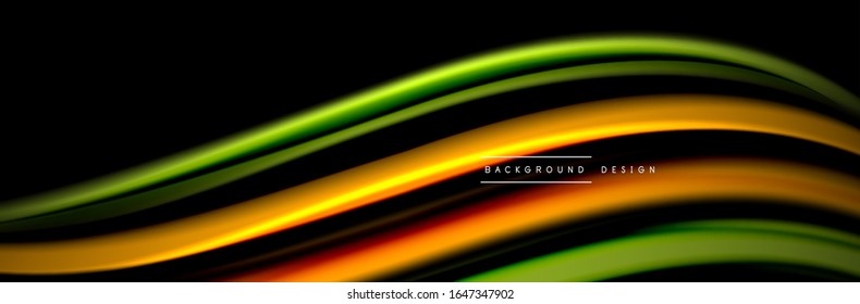 Diseño de afiche de onda de flujo suave y seda. Olas de color, líneas de estilo líquido y formas en color negro. Ilustración vectorial para papel tapiz, pancarta, fondo, tarjeta, libro, ilustración, aterrizaje