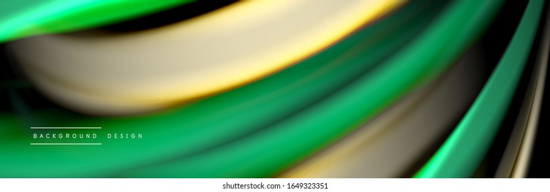 Diseño de afiche de onda de flujo suave y seda. Olas de color, líneas de estilo líquido y formas en color negro. Ilustración vectorial para papel tapiz, pancarta, fondo, tarjeta, libro, ilustración, aterrizaje