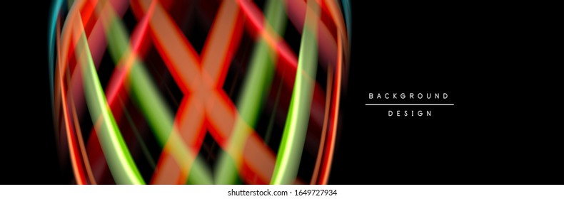 Silk and smooth flow wave poster design. Color waves, liquid style lines and shapes in black color background. Vector Illustration For Wallpaper, Banner, Background, Card, Book, Illustration, landing