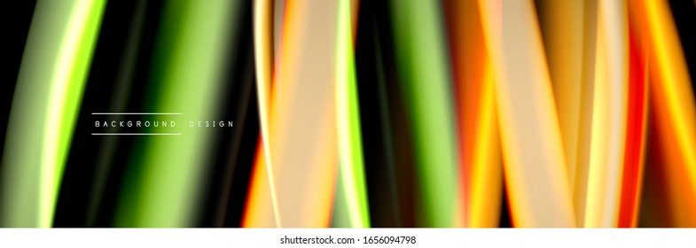 Diseño de afiche de onda de flujo suave y seda. Olas de color, líneas de estilo líquido y formas en color negro. Ilustración vectorial para papel tapiz, pancarta, fondo, tarjeta, libro, ilustración, aterrizaje