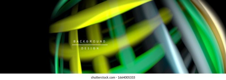 Silk and smooth flow wave poster design. Color waves, liquid style lines and shapes in black color background. Vector Illustration For Wallpaper, Banner, Background, Card, Book, Illustration, landing