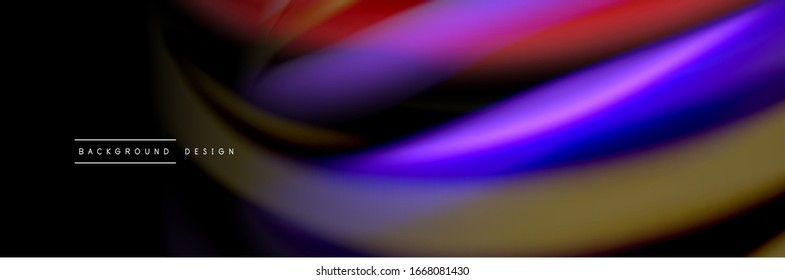 Diseño de afiche de onda de flujo suave y seda. Olas de color, líneas de estilo líquido y formas en color negro. Ilustración vectorial para papel tapiz, pancarta, fondo, tarjeta, libro, ilustración, aterrizaje