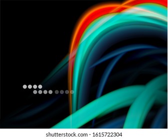 Seda líneas suaves sobre ondas de color líquido y negro. Ilustración vectorial para papel tapiz, cartel, fondo, tarjeta, libro, ilustración, página de inicio, portada, cartel, cartel, pancarta, volante, diseño
