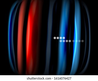 Silk smooth lines on black, liquid fluid color waves. Vector Illustration For Wallpaper, Banner, Background, Card, Book, Illustration, landing page, cover, placard, poster, banner, flyer, design