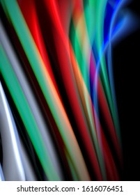 Silk smooth lines on black, liquid fluid color waves. Vector Illustration For Wallpaper, Banner, Background, Card, Book, Illustration, landing page, cover, placard, poster, banner, flyer, design