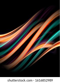 Seda líneas suaves sobre ondas de color líquido y negro. Ilustración vectorial para papel tapiz, cartel, fondo, tarjeta, libro, ilustración, página de inicio, portada, cartel, cartel, pancarta, volante, diseño