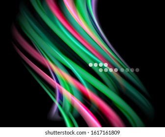 Seda líneas suaves sobre ondas de color líquido y negro. Ilustración vectorial para papel tapiz, cartel, fondo, tarjeta, libro, ilustración, página de inicio, portada, cartel, cartel, pancarta, volante, diseño