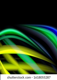 Silk smooth lines on black, liquid fluid color waves. Vector Illustration For Wallpaper, Banner, Background, Card, Book, Illustration, landing page, cover, placard, poster, banner, flyer, design