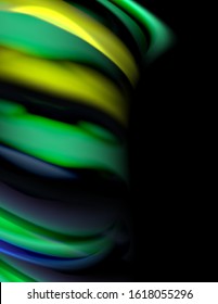 Silk smooth lines on black, liquid fluid color waves. Vector Illustration For Wallpaper, Banner, Background, Card, Book, Illustration, landing page, cover, placard, poster, banner, flyer, design